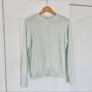Uniqlo Cotton Crew Neck Cardigan Light Green (M)